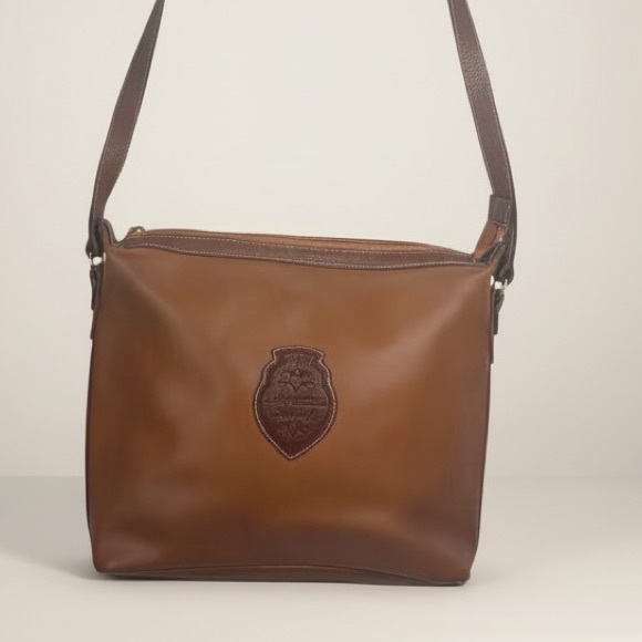 LANCEL Vintage 80s 90 Leather Shoulder Hobo Crossbody Bag Logo Minimalist Brown - Picture 2 of 16